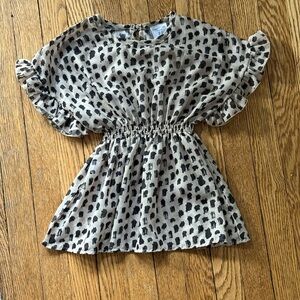 Tiny Tribe Leopard Print Ruffle Sleeve Dress - Size 4